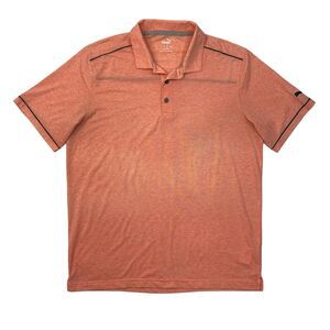 Puma Polo Shirt Mens L Large Bright Peach Heather Short Sleeve Performance Golf
